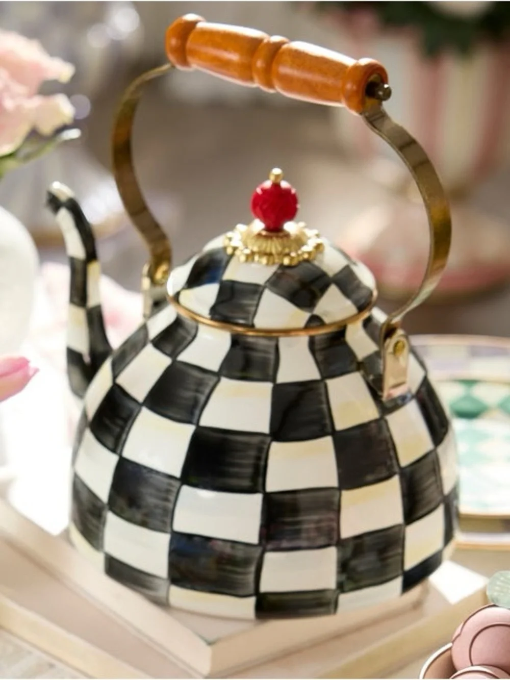 Courtly Check Enamel Tea Kettle - 3 Quart